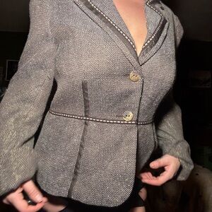 Coldwater Creek Gray Herringbone Blazer